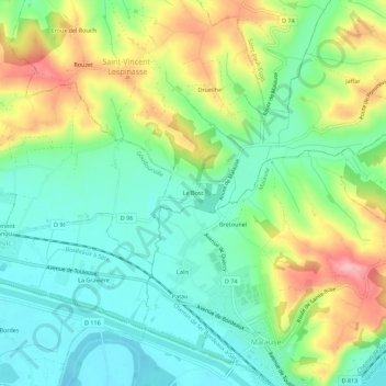 Le Bosc topographic map, elevation, terrain