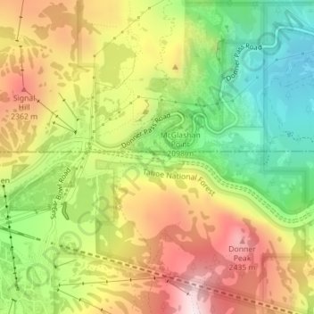 Donner Pass topographic map, elevation, terrain