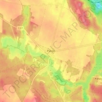 Pieski topographic map, elevation, terrain