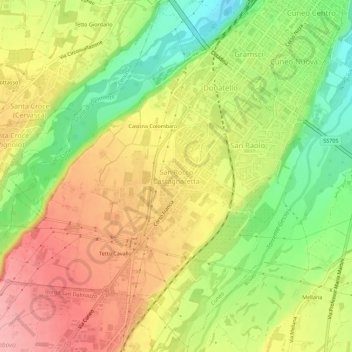 San Rocco Castagnaretta topographic map, elevation, terrain