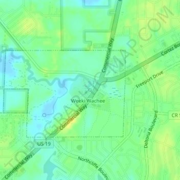 Weeki Wachee Spring topographic map, elevation, terrain