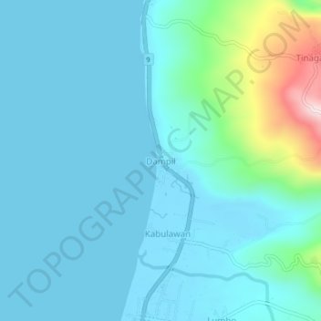 Dampil topographic map, elevation, terrain