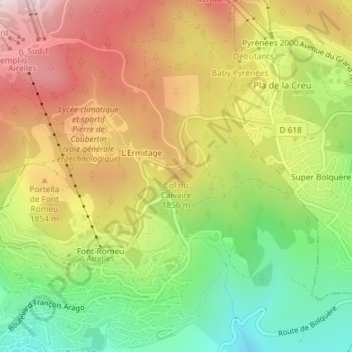 Col du Calvaire topographic map, elevation, terrain