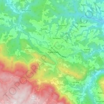 Vlasenica topographic map, elevation, terrain