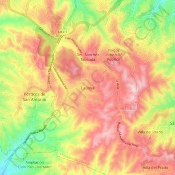 La Joya topographic map, elevation, terrain