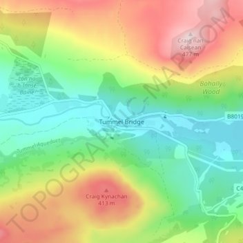 Tummel Bridge topographic map, elevation, terrain