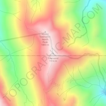 Mount Townsend topographic map, elevation, terrain