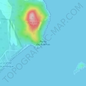 Ponta das Aranhas topographic map, elevation, terrain