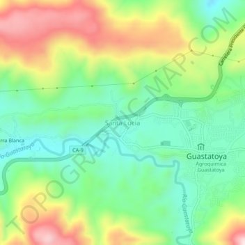 Santa Lucia topographic map, elevation, terrain