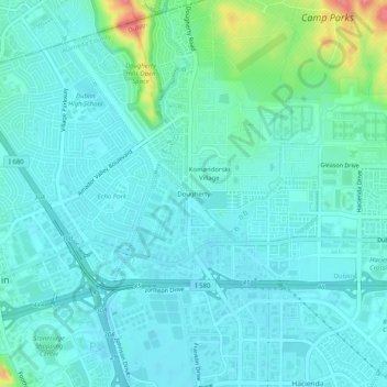 Dougherty topographic map, elevation, terrain
