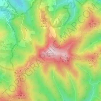 Aldura topographic map, elevation, terrain