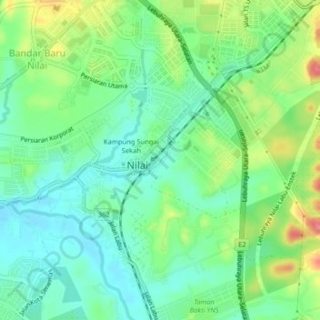 Kampung Momo topographic map, elevation, terrain