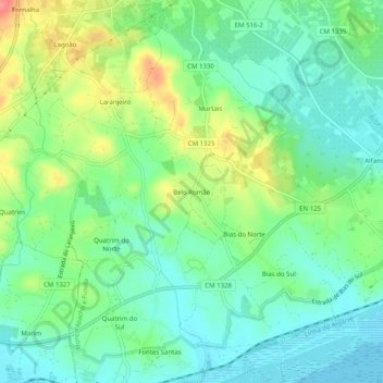 Belo Romão topographic map, elevation, terrain