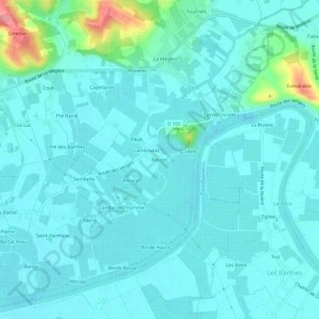 Rouzet topographic map, elevation, terrain