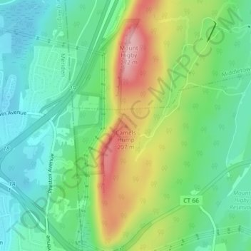 Camels Hump topographic map, elevation, terrain