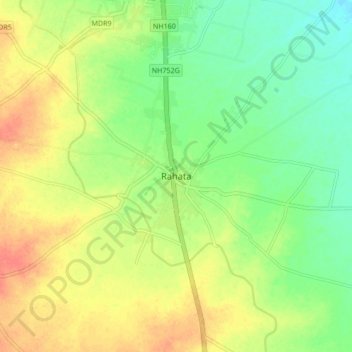 Rahata topographic map, elevation, terrain