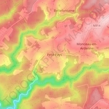 Petit-Fays topographic map, elevation, terrain