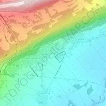 Cernier topographic map, elevation, terrain