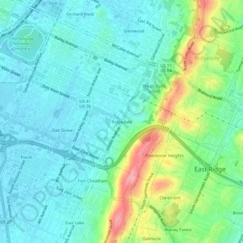 Ridgedale topographic map, elevation, terrain