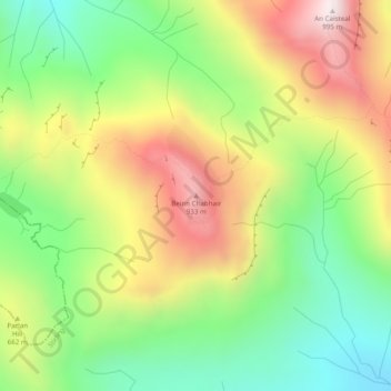 Beinn Chabhair topographic map, elevation, terrain