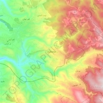 Judaita topographic map, elevation, terrain