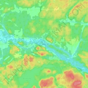 Field topographic map, elevation, terrain