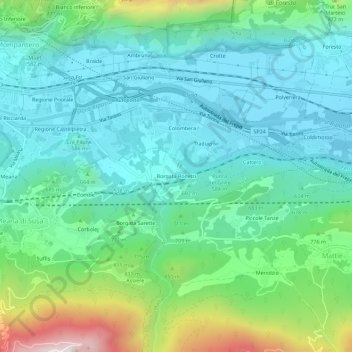Borgata Rodetti topographic map, elevation, terrain