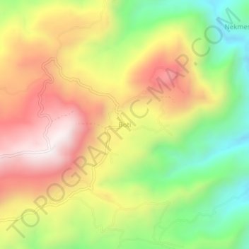 Boti topographic map, elevation, terrain