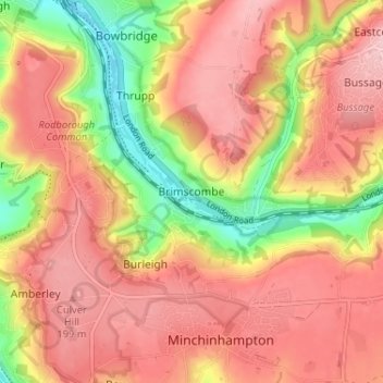 Brimscombe topographic map, elevation, terrain