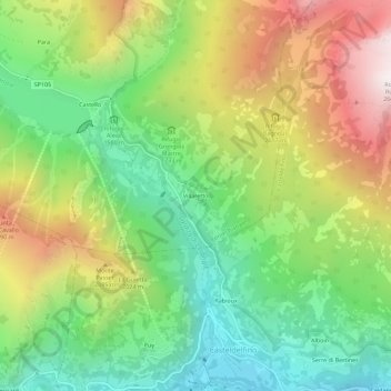 Villaretto topographic map, elevation, terrain