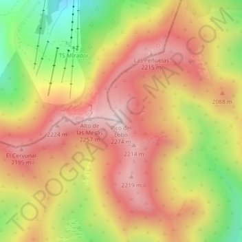 Pico del Lobo topographic map, elevation, terrain
