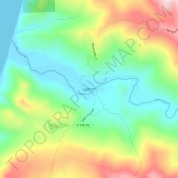 Capetown topographic map, elevation, terrain