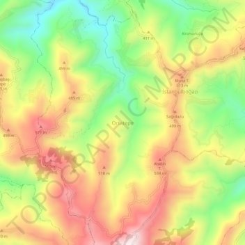 Ortatepe topographic map, elevation, terrain