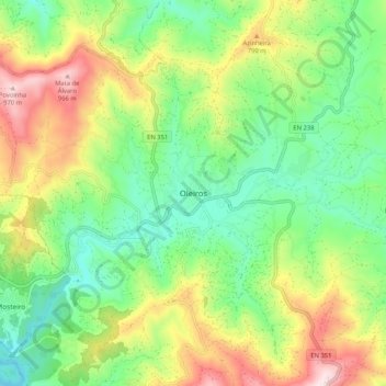 Oleiros topographic map, elevation, terrain