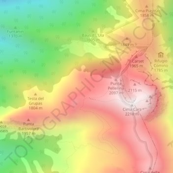 Pellerina topographic map, elevation, terrain