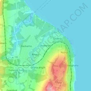 Bankeryd topographic map, elevation, terrain