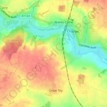 Swan Street topographic map, elevation, terrain