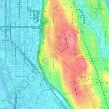 South Seattle topographic map, elevation, terrain