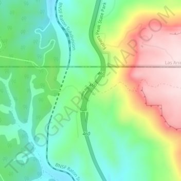 Raton Pass topographic map, elevation, terrain