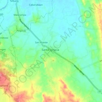 Santa Ignacia topographic map, elevation, terrain