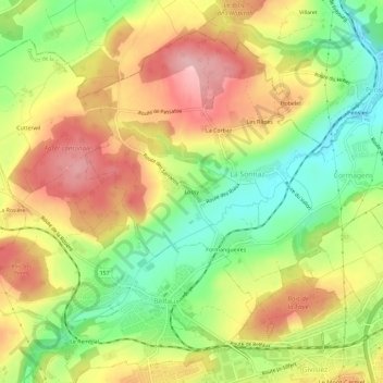 Lossy topographic map, elevation, terrain