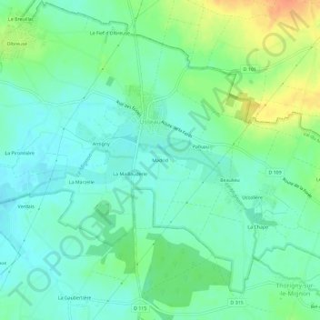 Madrid topographic map, elevation, terrain