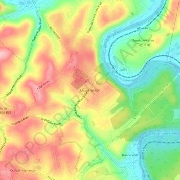 Mount Vernon topographic map, elevation, terrain