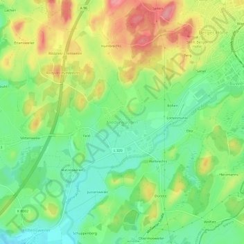 Niederwangen topographic map, elevation, terrain
