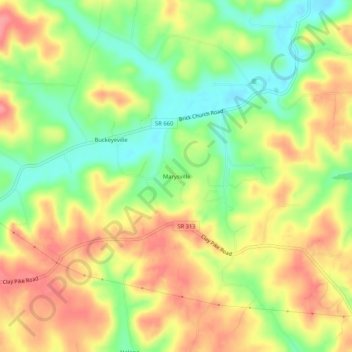 Marysville topographic map, elevation, terrain