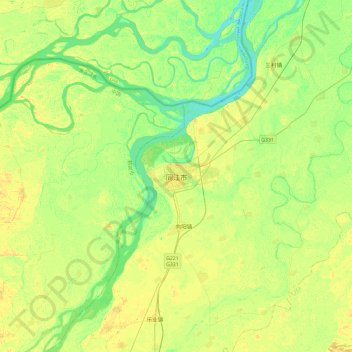 同江市 topographic map, elevation, terrain