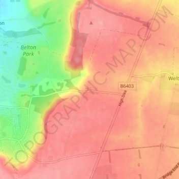 Londonthorpe topographic map, elevation, terrain