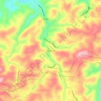 Zion Grove topographic map, elevation, terrain