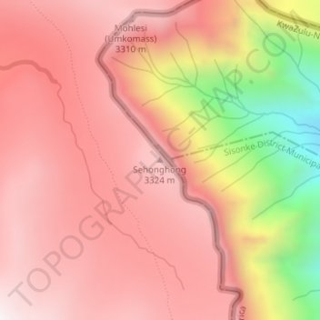 Sehonghong topographic map, elevation, terrain