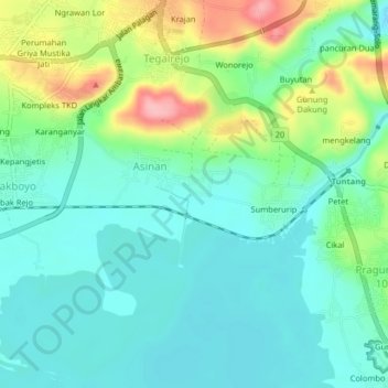 Asinan topographic map, elevation, terrain